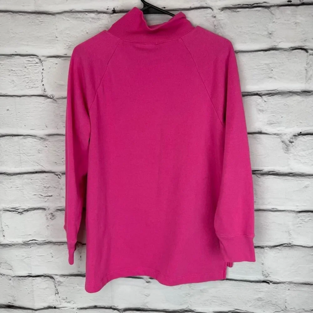 J.Crew‎ Pink Mock Neck Sweater Button Shoulder Pullover Medium Cozy Chic